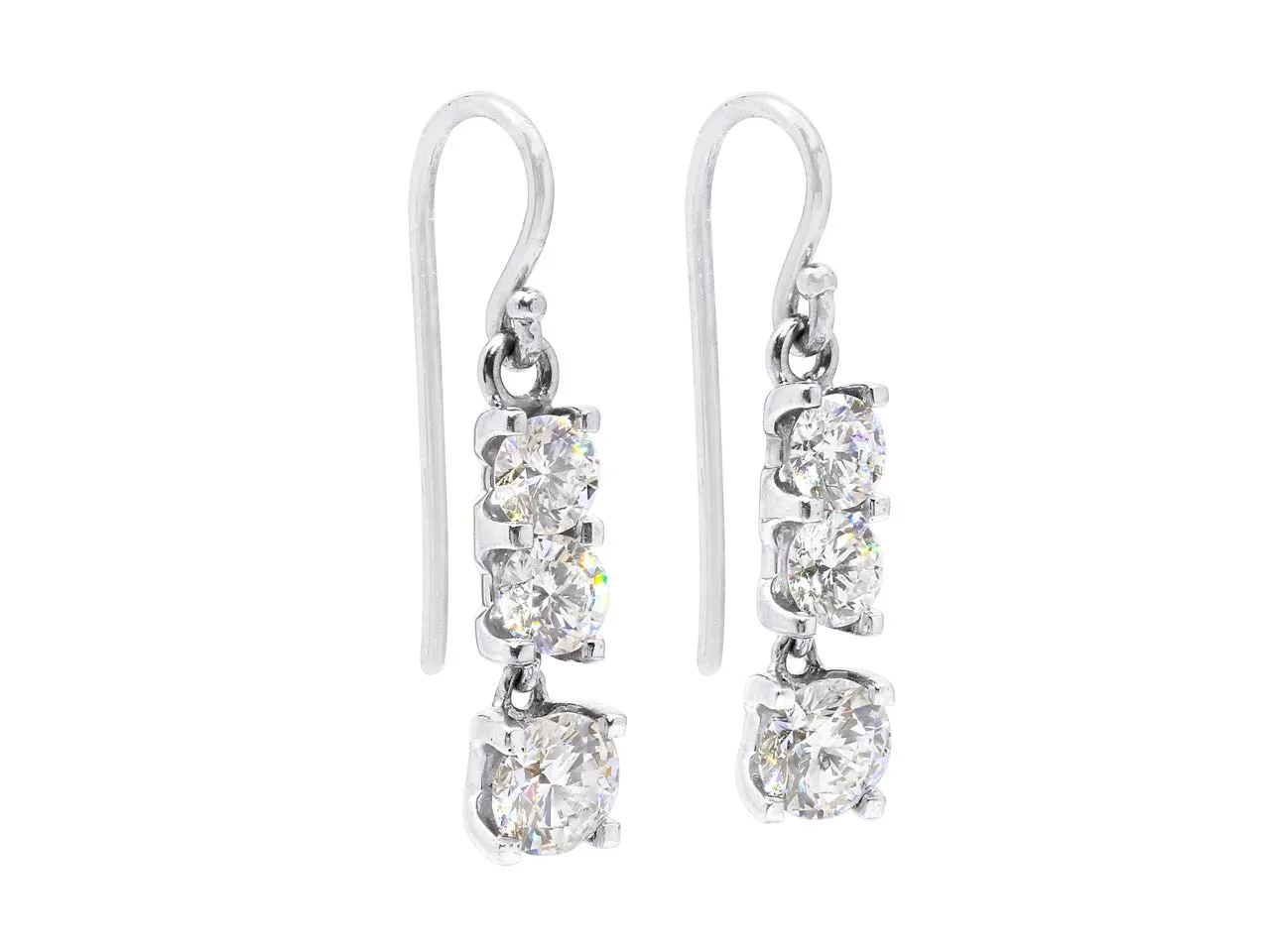 Diamond Line Earrings in 18K White Gold