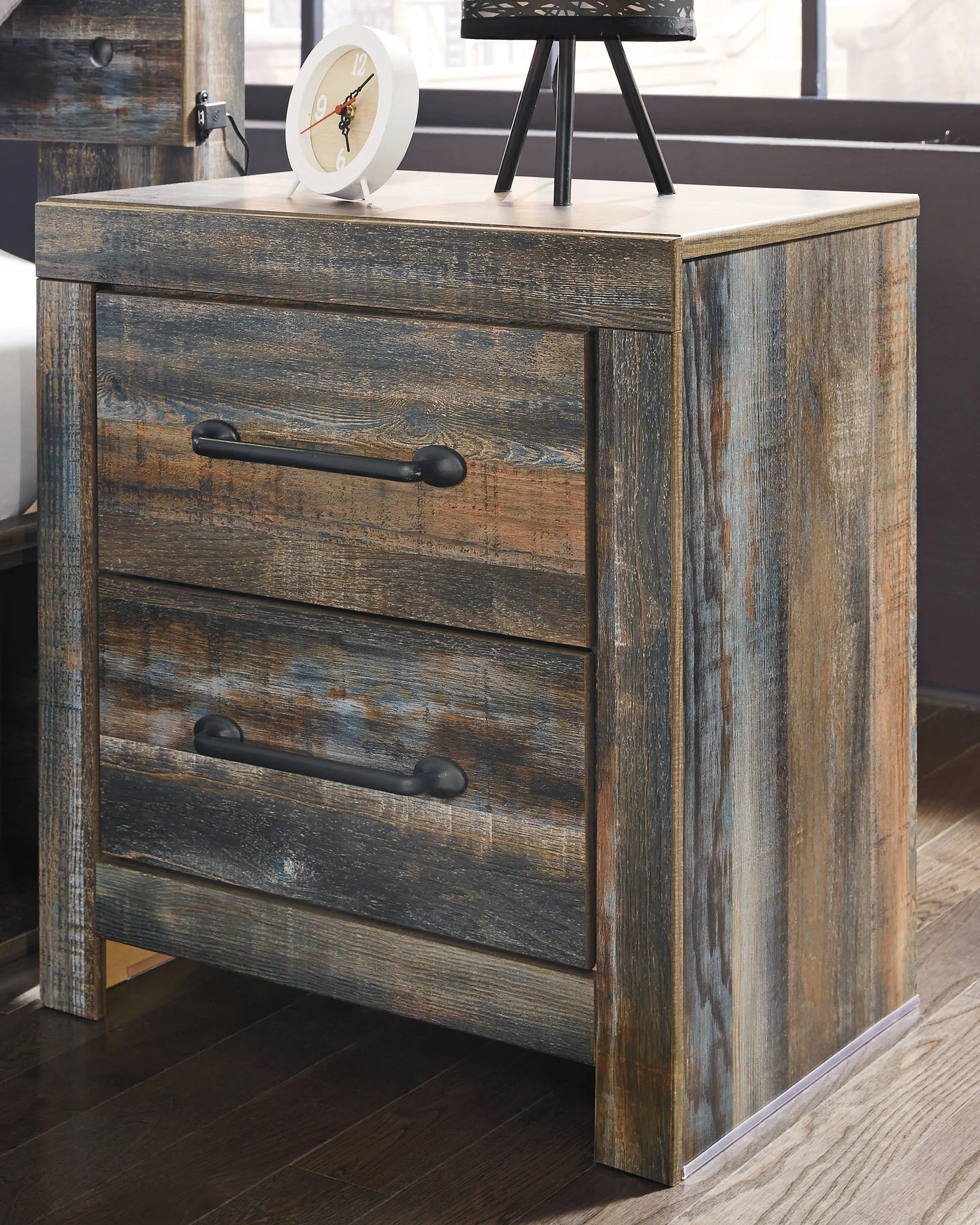Drystan Full Panel Bed with Nightstand in Multi