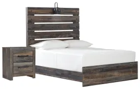 Drystan Full Panel Bed with Nightstand in Multi