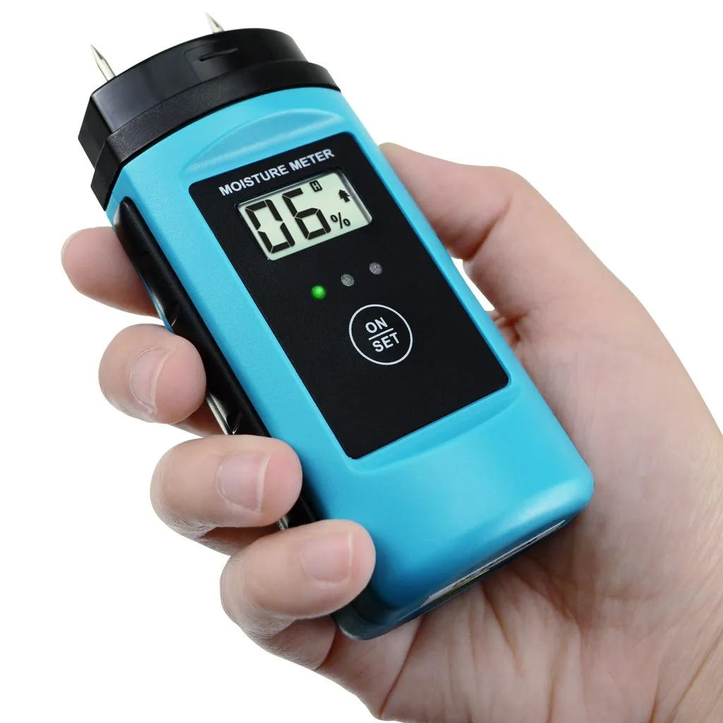 E04-015 Digital Wood & Building Material Moisture Meter Tester w/ LED Indicator, Sawn Timber Cardboard Paper Mortar Concrete Plaster Environment Temperature, for Woodworking Woodworker Handcrafter