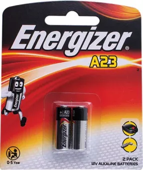 ENERGIZER 12V ALKALINE BATTERY 2 PACK: A23 (MOQ 20)