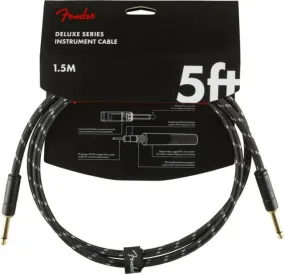 Fender Deluxe Series Straight to Straight Instrument Cable - 5 foot Black Tweed