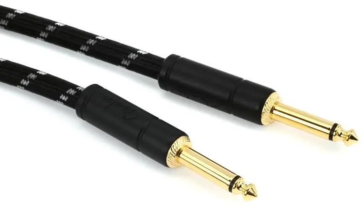 Fender Deluxe Series Straight to Straight Instrument Cable - 5 foot Black Tweed