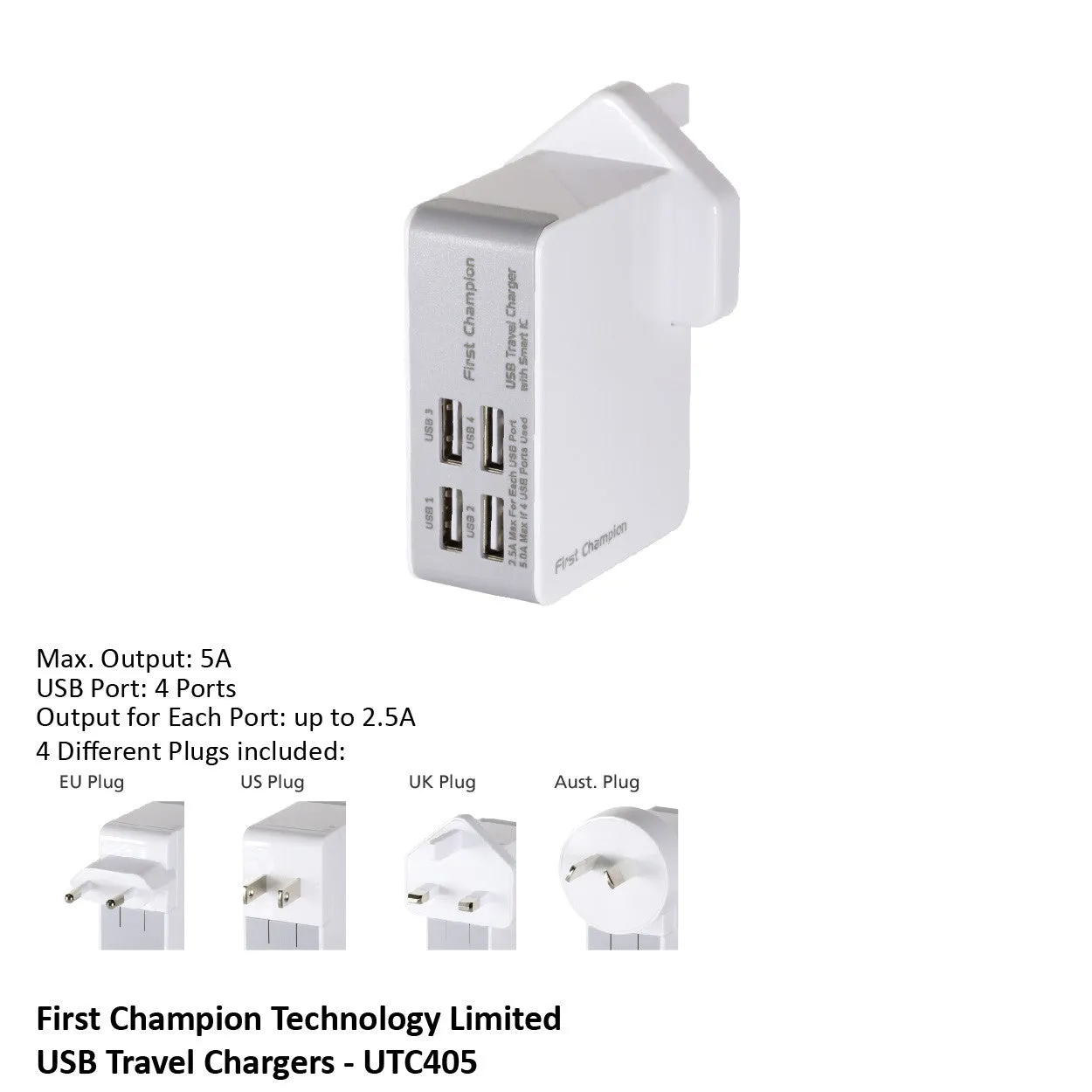 First Champion USB Smart IC Travel Charger