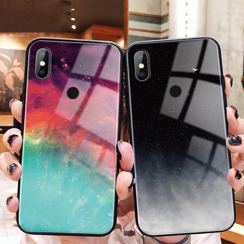 For Xiaomi Redmi K20 5 Plus S2 Note 4 4X 5 6 7 8 Pro 8T Colorful Glass Cover Phone Case For Xiaomi mi 8 9 SE A2 Lite 9T A3 Coque