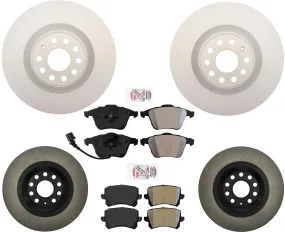 Front & Rear Coated Brake Rotors & Brake Pads For Volkswagen Passat CC V6 09-10