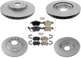 Front and Rear Coated Disc Brake Rotors Brake Pads for Volkswagen Tiguan 09-11