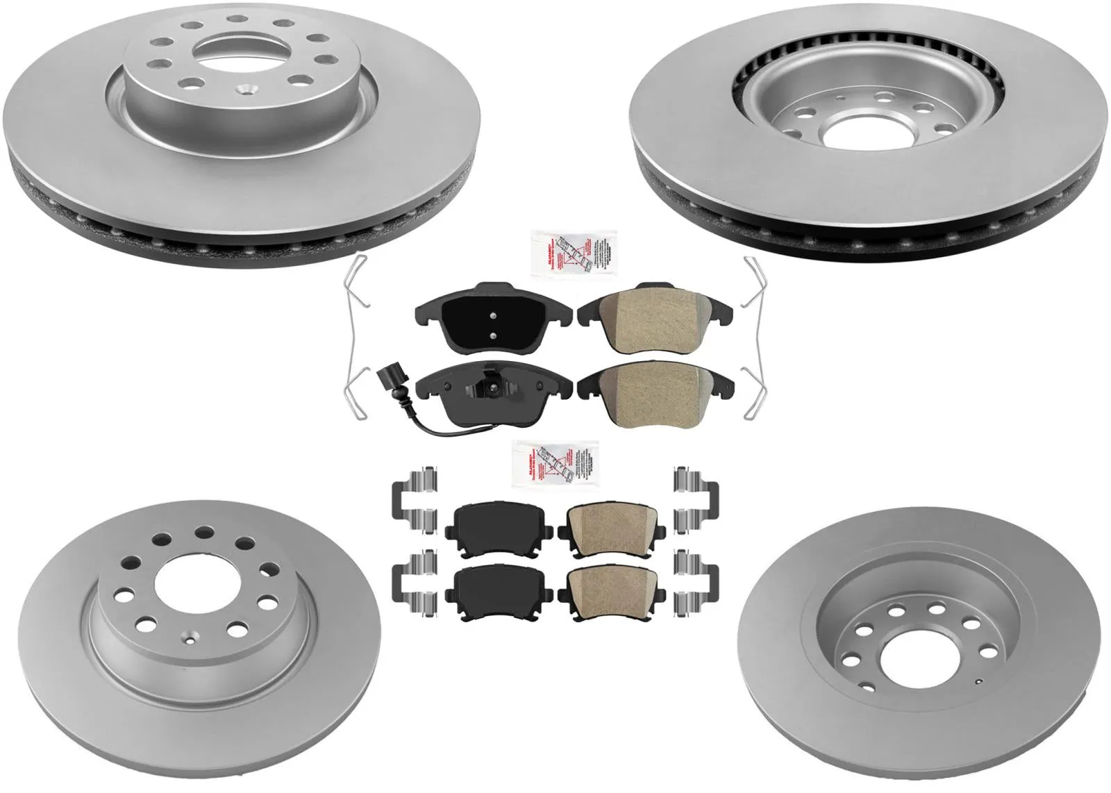Front and Rear Coated Disc Brake Rotors Brake Pads for Volkswagen Tiguan 09-11