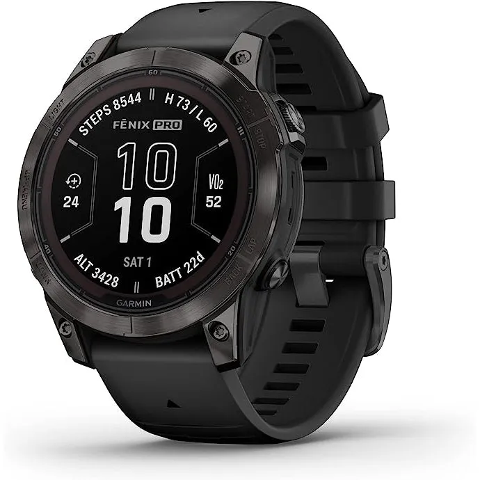 Garmin fenix 7 Pro Sapphire Solar Built-in Flashlight Solar Charging Capability Black Multisport GPS Smartwatch - 010-02777-10