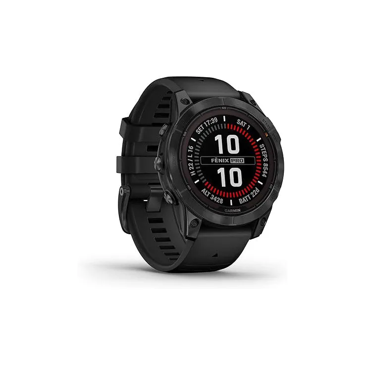 Garmin fēnix 7 Pro Men's Black Built-in Flashlight Solar Charging Capability Solar Edition (No Wi-Fi) Multisport GPS Smartwatch - 010-02777-02