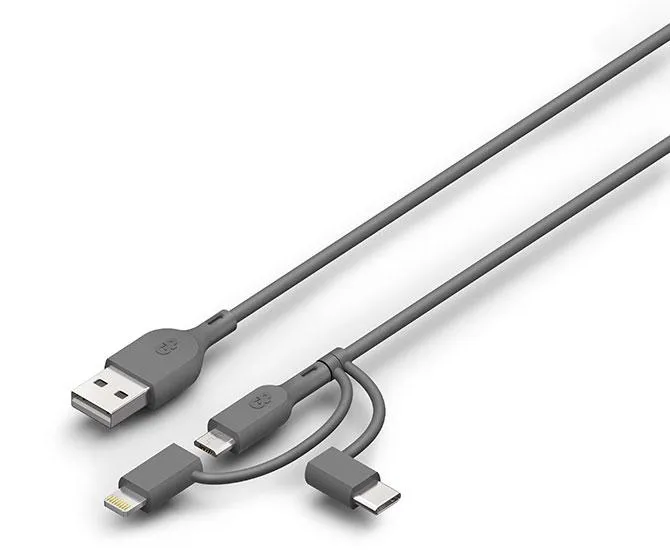 GP 1 metre 3-in-1 USB-A to Lightning, USB-C & Micro-USB Charge & Sync Cable CY1N