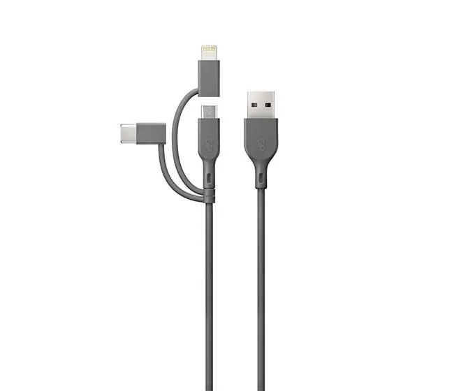 GP 1 metre 3-in-1 USB-A to Lightning, USB-C & Micro-USB Charge & Sync Cable CY1N