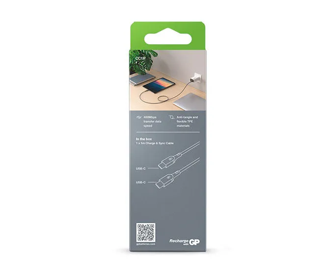 GP 1 metre USB-C to USB-C Charge & Sync Cable CC1P