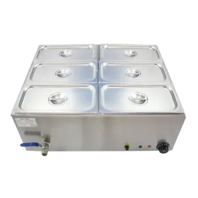 Hamoki Wet Well Heated Bain Marie GN 1/3 x 6 With Drain Tap - 291008