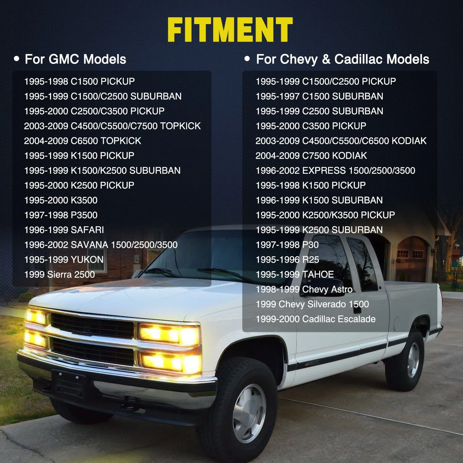 Headlight Dimmer Switch with Yellowish LED Light Compatible with 1995-1999 Chevy Silverado 1500 Tahoe Astro 1995-1999 GMC Yukon 1999-2000 Cadillac Escalade