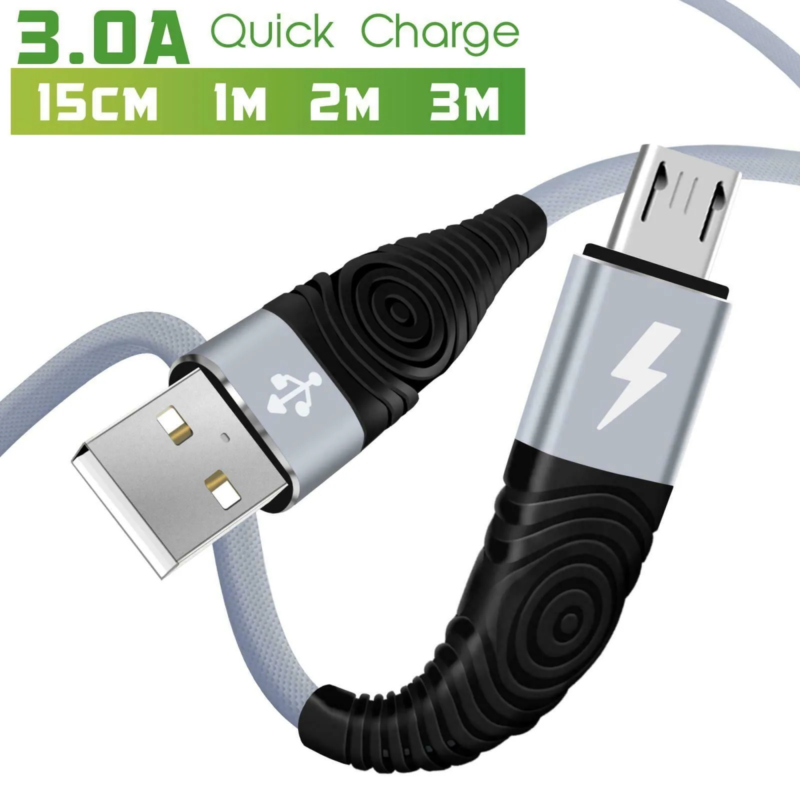Heavy Duty Micro USB Charging Cable Braided Fast Phone Charger Lead