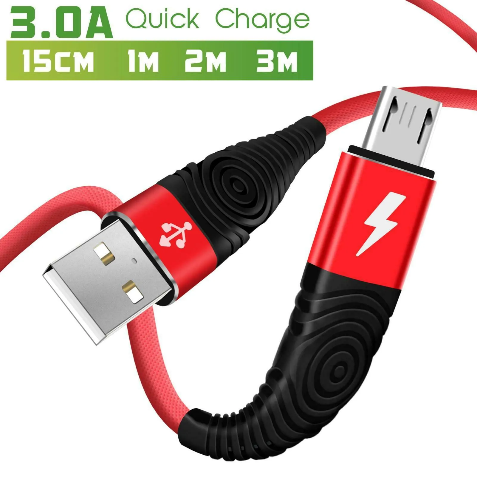 Heavy Duty Micro USB Charging Cable Braided Fast Phone Charger Lead