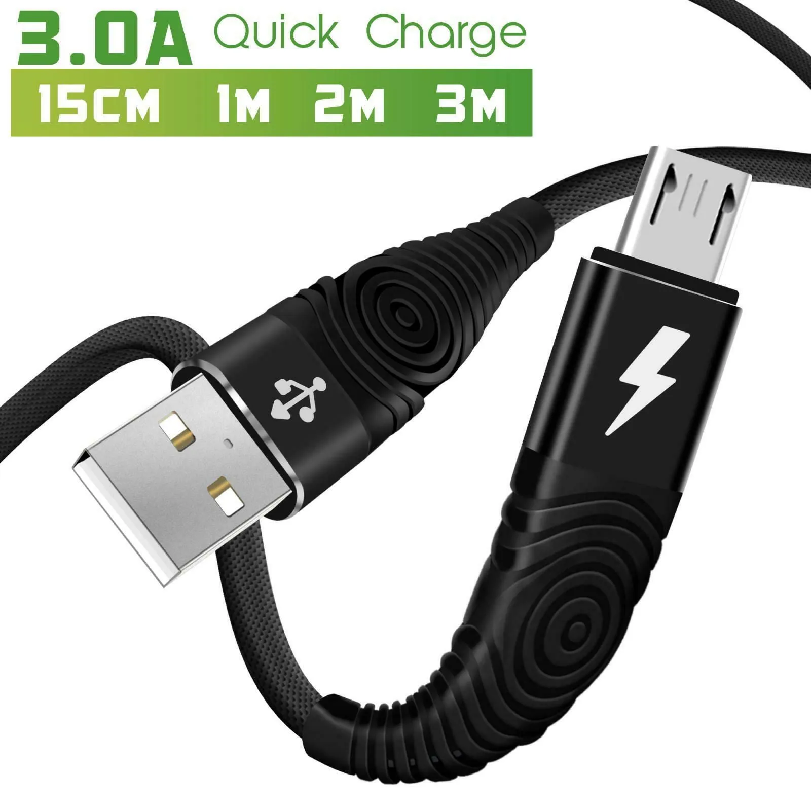 Heavy Duty Micro USB Charging Cable Braided Fast Phone Charger Lead