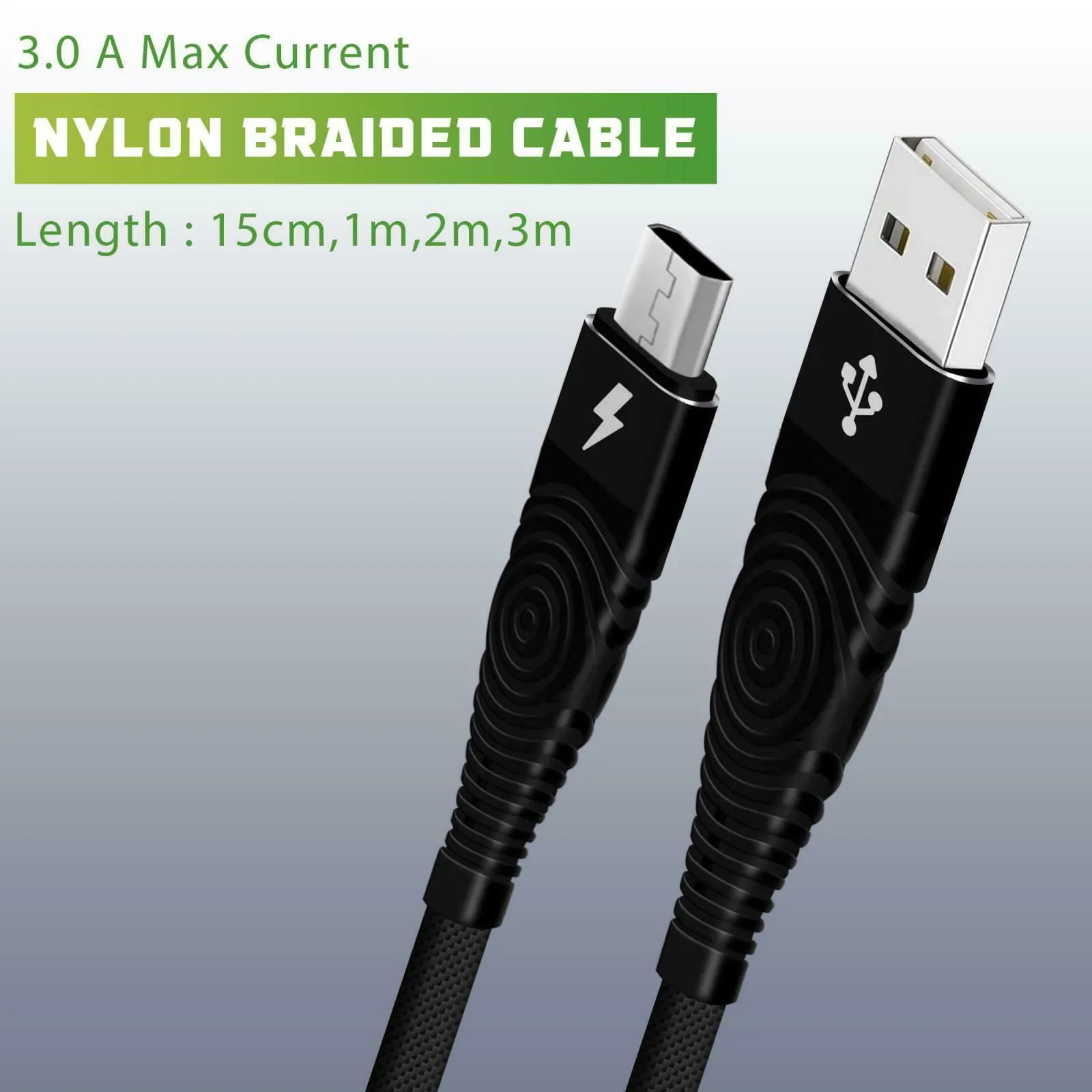 Heavy Duty Micro USB Charging Cable Braided Fast Phone Charger Lead
