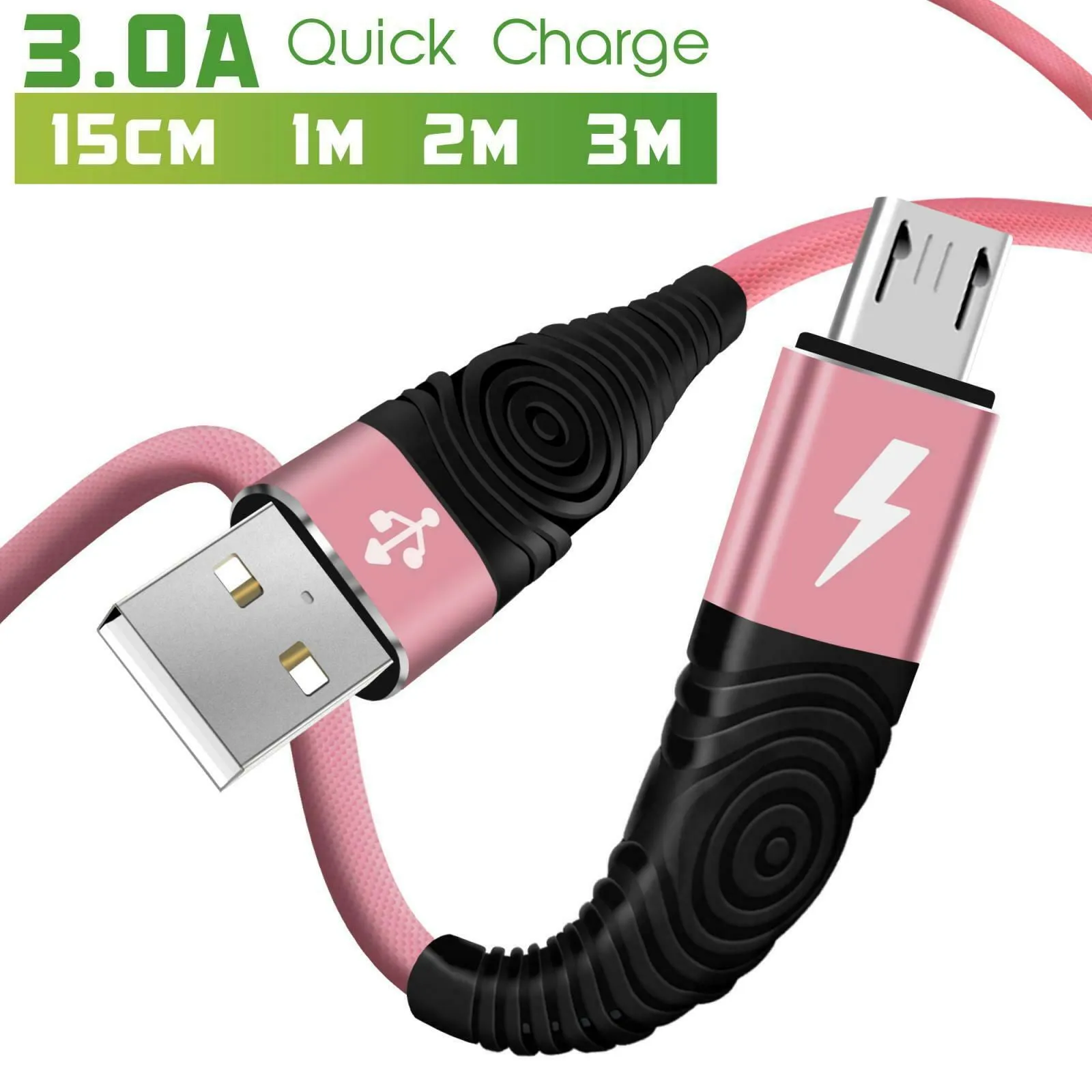 Heavy Duty Micro USB Charging Cable Braided Fast Phone Charger Lead
