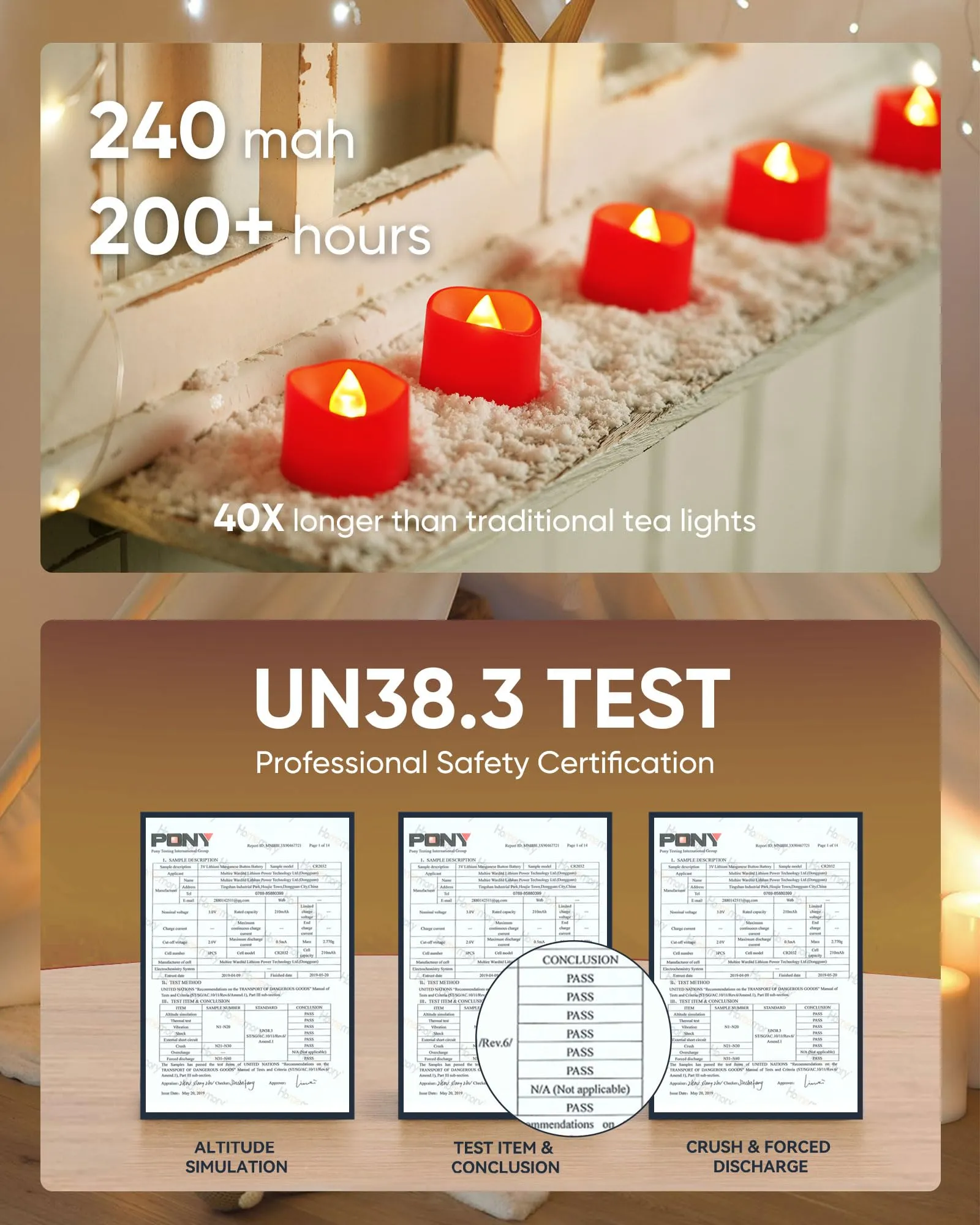 Homemory Flameless Candles, Pack of 24 Flickering LED Tea Light Candles Battery Operated, Red Tea Lights, Batteries Included
