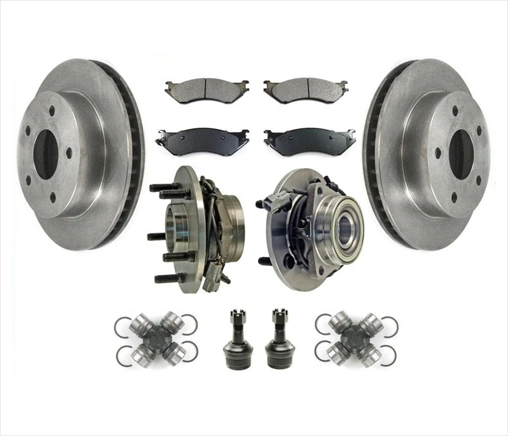 Hub Bearings U Joints BJ Rotors for 00 01 Ram 1500 Pick Up 4 Wheel Drive 4W ABS