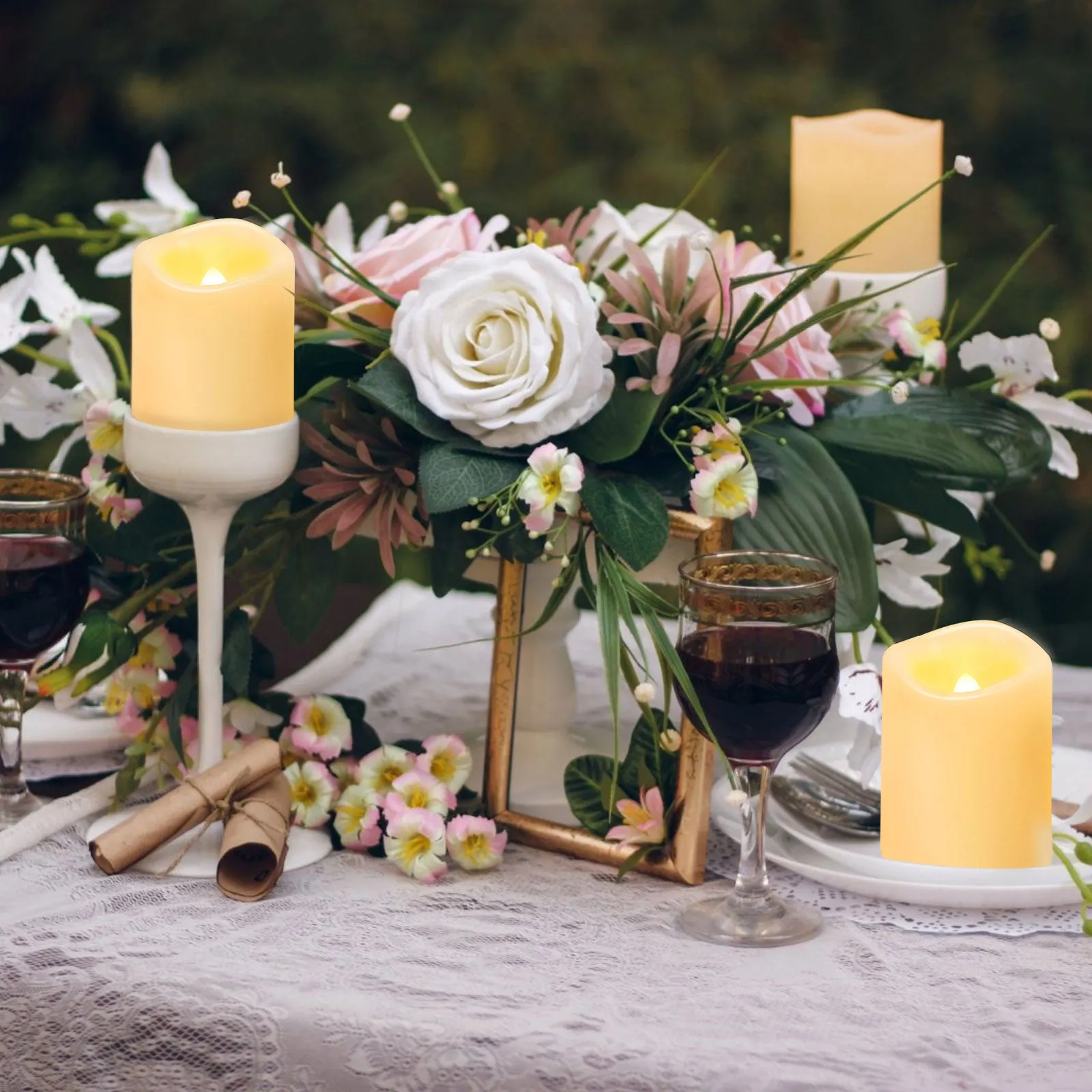 IMAGE Flameless Votive Candles,12 Pack 1.5 x 2 Inch Flickering 3D Wicks Battery Operated Candles,250  Hours Long Lasting LED Tea Lights with Remote Timer for Christmas Wedding Home Decor,Warm Yellow