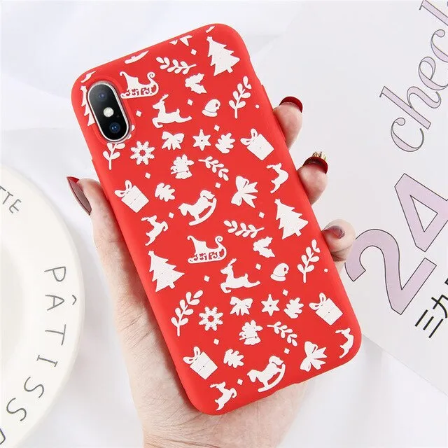 Lovebay Christmas Phone Cases For iPhone 7 XR 11 Pro Elk Santa Claus Flowers For iPhone 6 6s 8 Plus X XS Max Soft TPU Back Cover