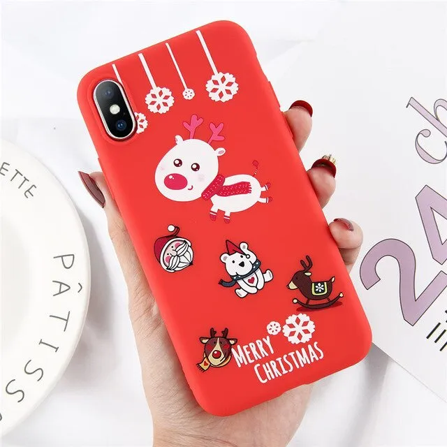 Lovebay Christmas Phone Cases For iPhone 7 XR 11 Pro Elk Santa Claus Flowers For iPhone 6 6s 8 Plus X XS Max Soft TPU Back Cover
