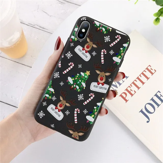 Lovebay Christmas Phone Cases For iPhone 7 XR 11 Pro Elk Santa Claus Flowers For iPhone 6 6s 8 Plus X XS Max Soft TPU Back Cover