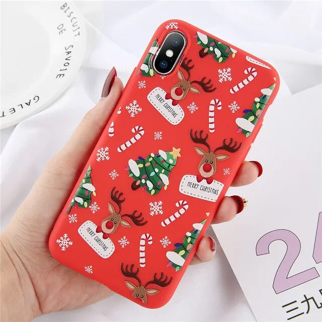 Lovebay Christmas Phone Cases For iPhone 7 XR 11 Pro Elk Santa Claus Flowers For iPhone 6 6s 8 Plus X XS Max Soft TPU Back Cover