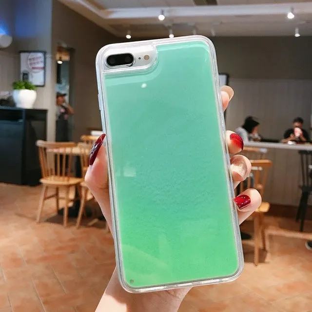 Luminous Neon Sand Case For iPhone 11 Pro XR XS Max X 6 6S S 7 8 Plus Glow In The Dark Liquid Glitter Quicksand Phone Cover Capa