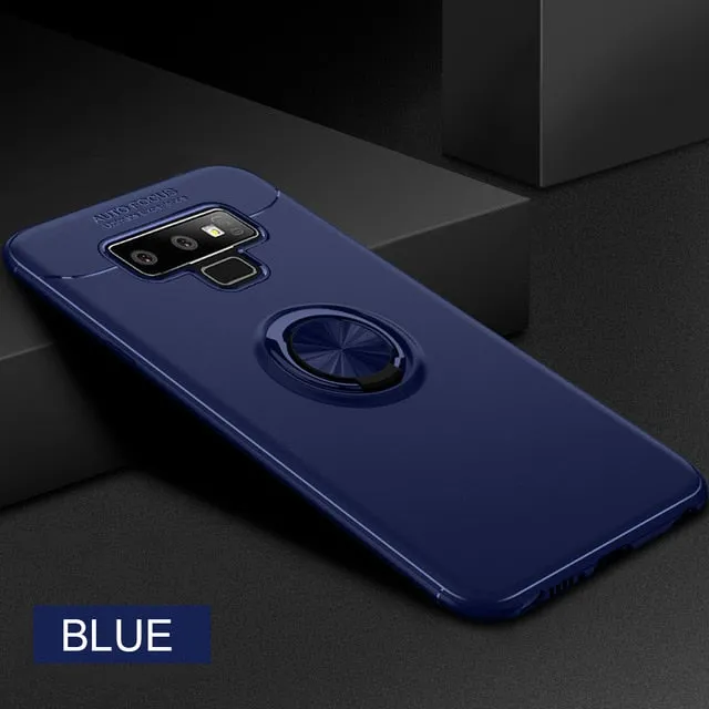 Luxury Bracket Ring Shockproof Case For Samsung Galaxy S8 S9 PLus Full Cover For Samsung Note 8 9 TPU Soft Silicone Holder Cases