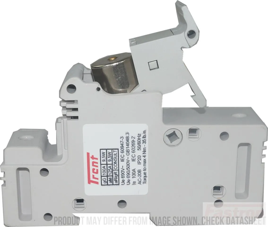 NBR-FR22GR69V90T   RT18-125L Series 90 Amp 690V Semiconductor I²t gR Fuse & DIn Rail Fuse Holder Cartridge Style