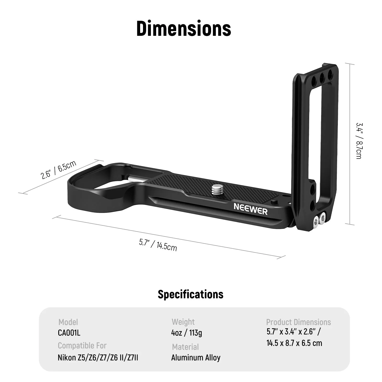NEEWER CA001L Quick Release L Bracket For Nikon Cameras