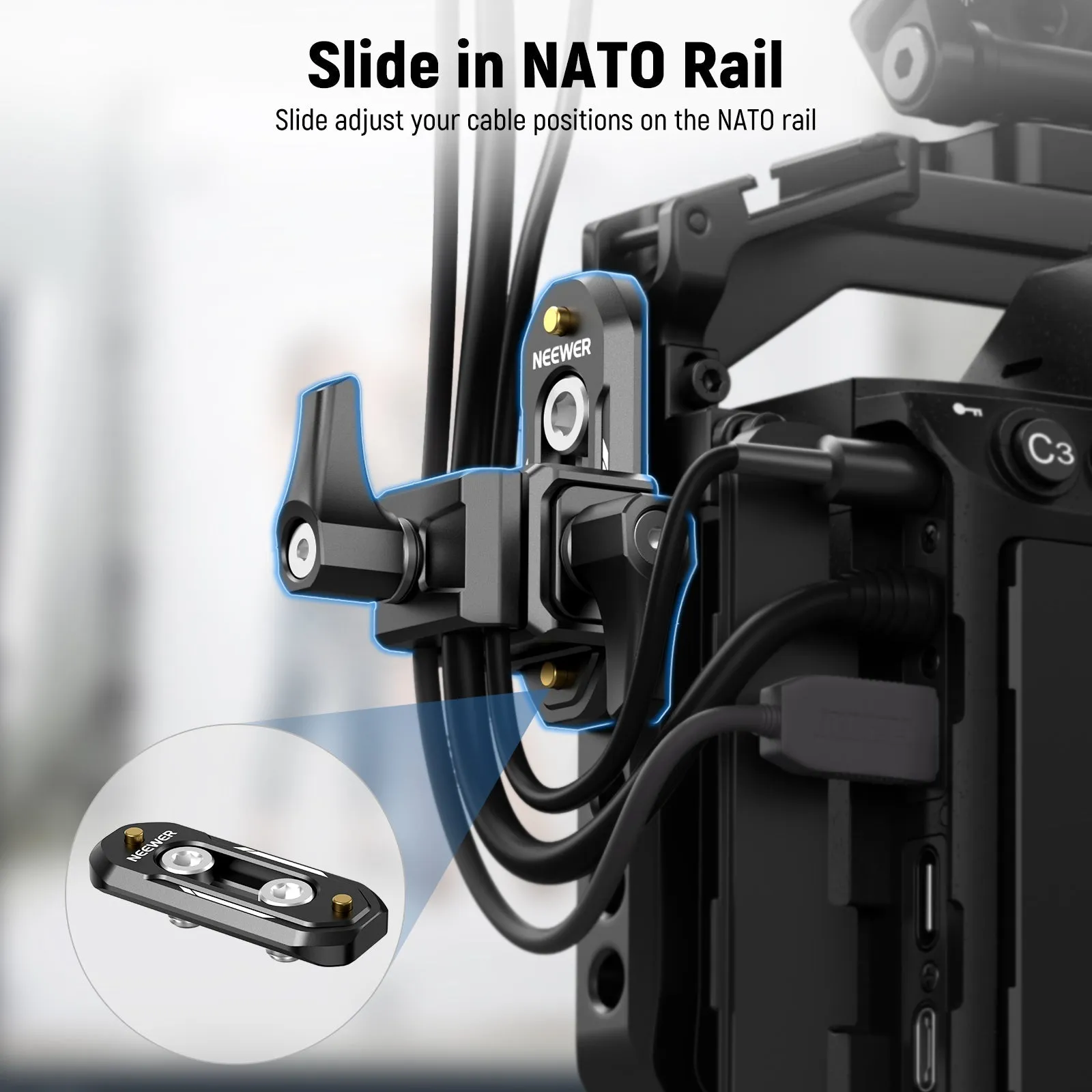 NEEWER UA025 Cable Anchor with NATO Clamp & NATO Rail