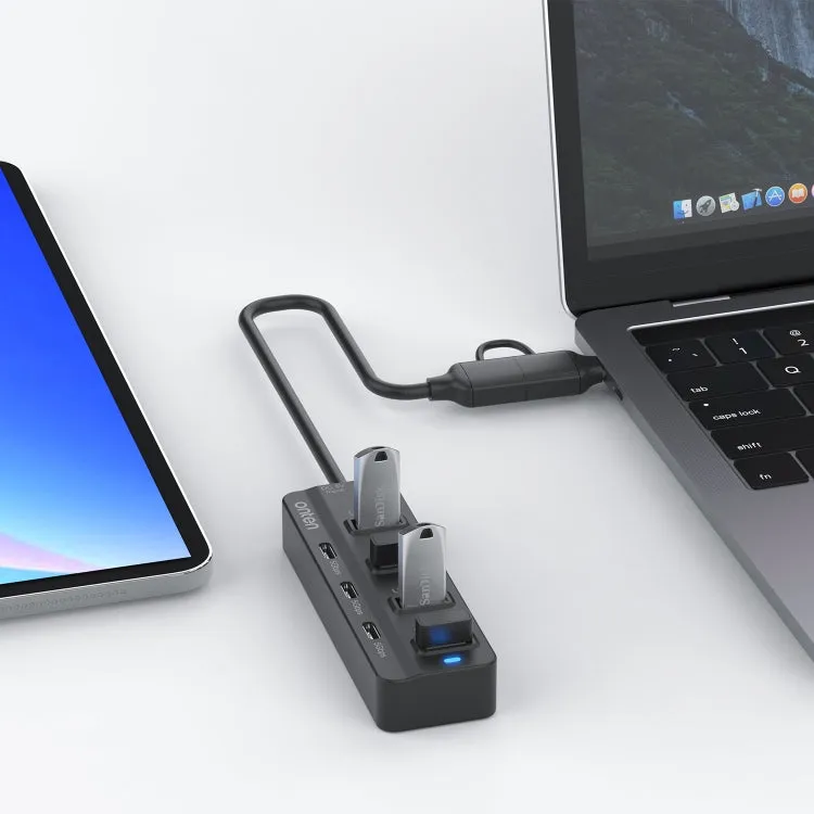 Onten UCA5306 7 in 2 USB3.0   Type-C 7-Ports HUB Docking Station Support OTG Function