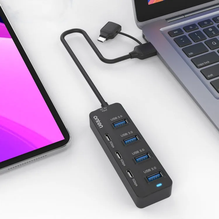 Onten UCA5306 7 in 2 USB3.0   Type-C 7-Ports HUB Docking Station Support OTG Function