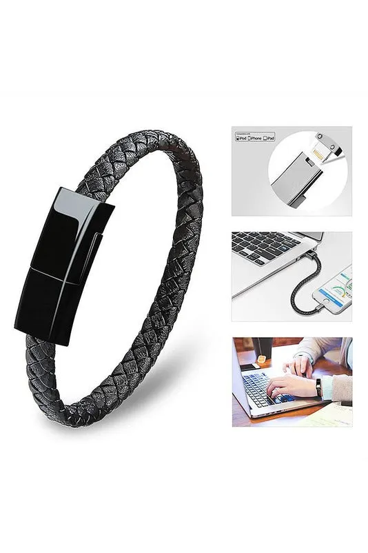 Outdoor Portable Leather Mini Micro USB Bracelet Charger