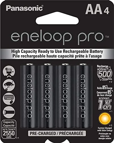 Panasonic (Sanyo) Eneloop XX Pro AA 2550mAH Rechargeable Batteries - 4 Pack