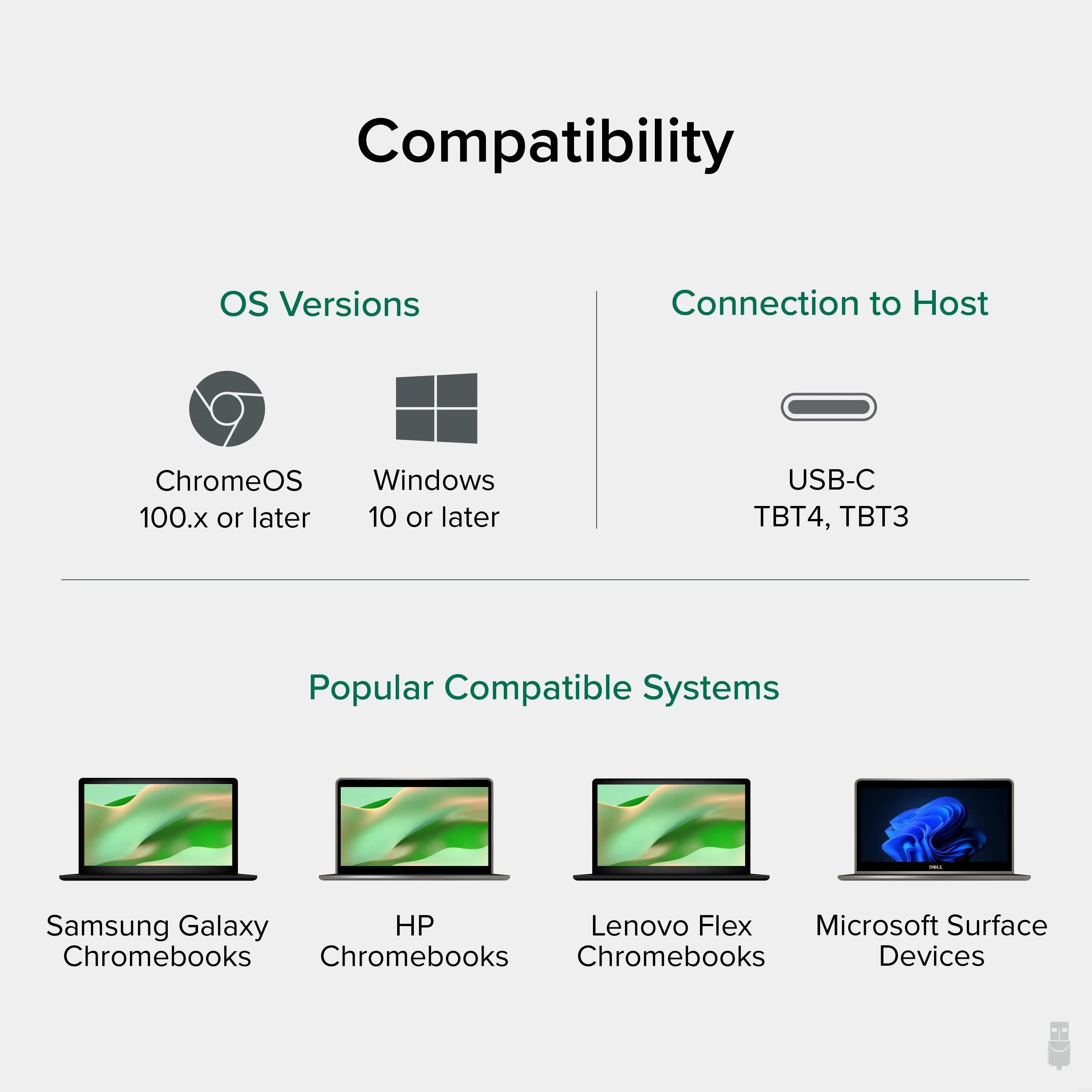 Plugable USB-C Dual Monitor Docking Station, Certified Works with Chromebook, 60W Charging
