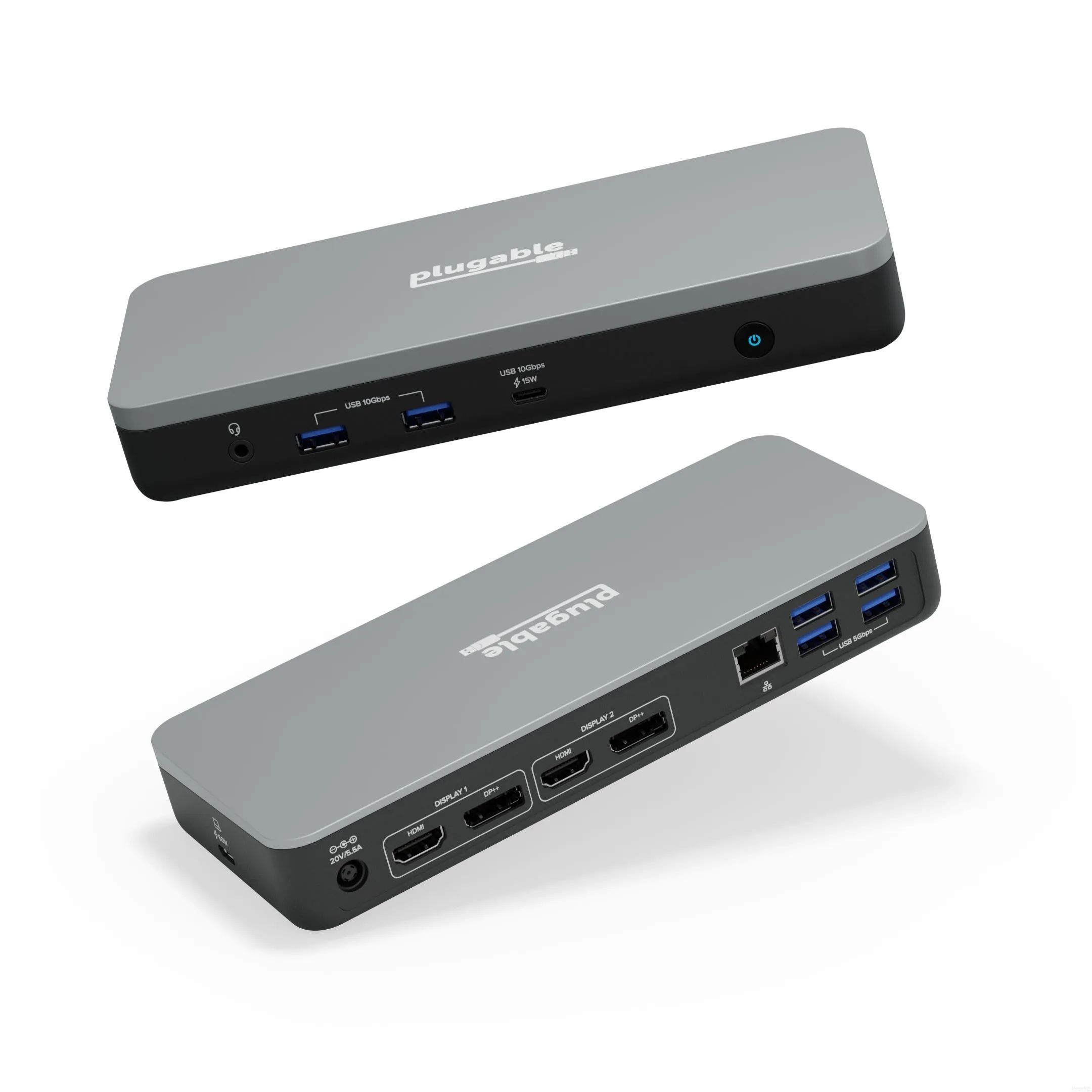 Plugable USB-C Dual Monitor Docking Station, Certified Works with Chromebook, 60W Charging