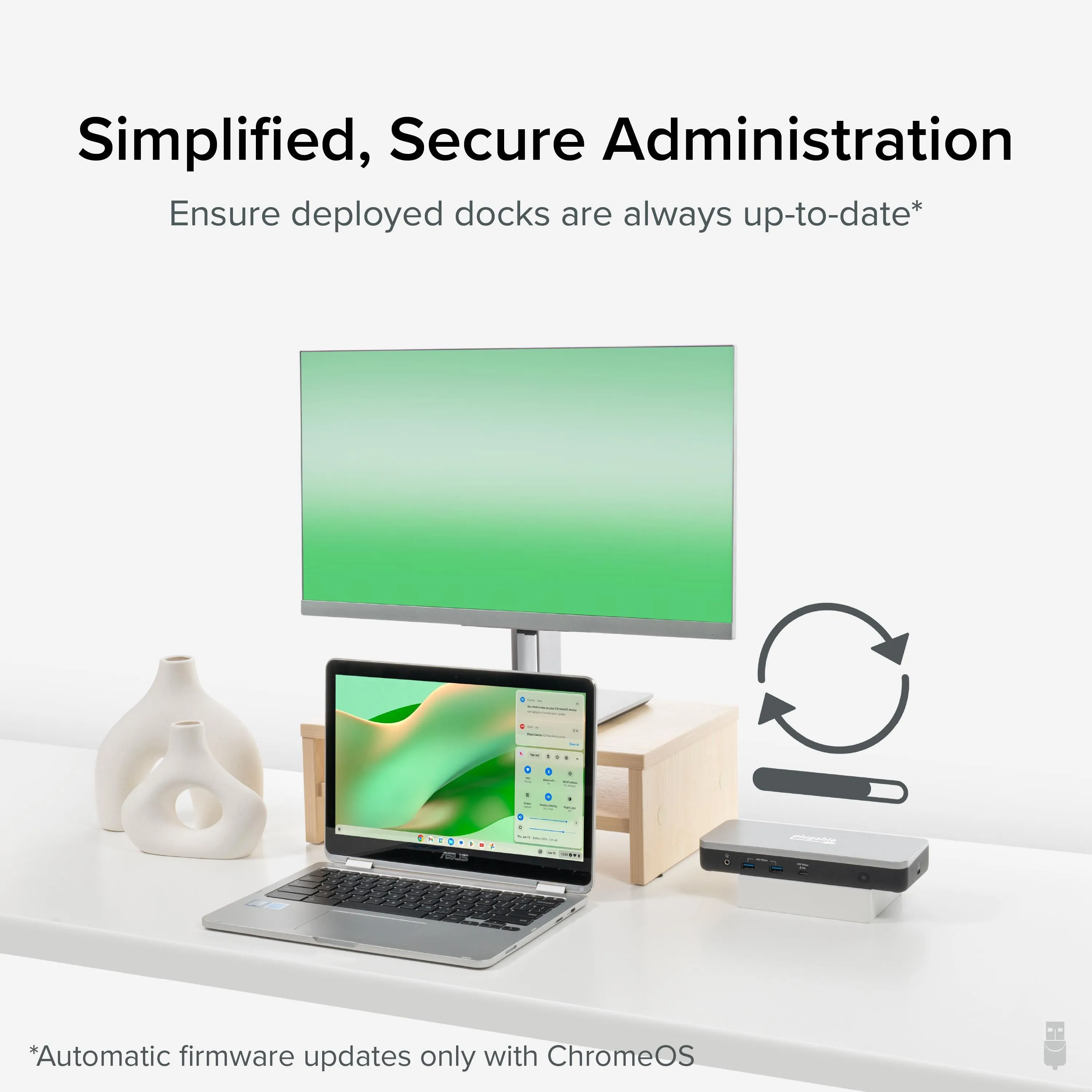 Plugable USB-C Dual Monitor Docking Station, Certified Works with Chromebook, 60W Charging