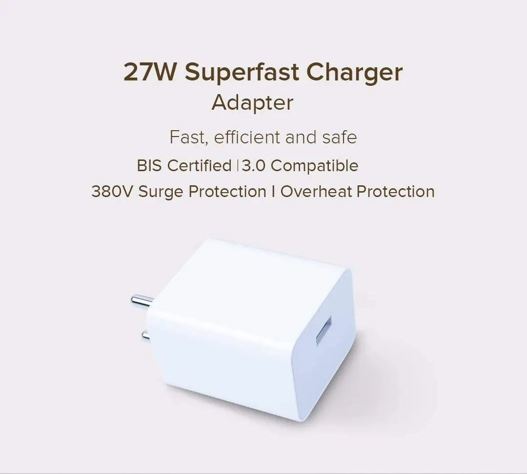Poco X2 Superfast 27W Support SonicCharge Mobile Charger With Type-C Cable