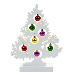 Premier Battery Operated White Wood Tree with Colour LED