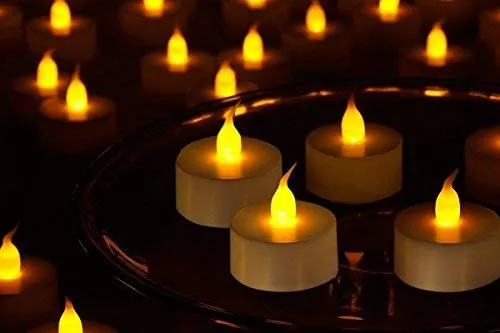Purabelle LED Flameless and Smokeless Battery Operated Tea Light Candle for Indoor Outdoor Decoration, Multicolour -Pack of 24