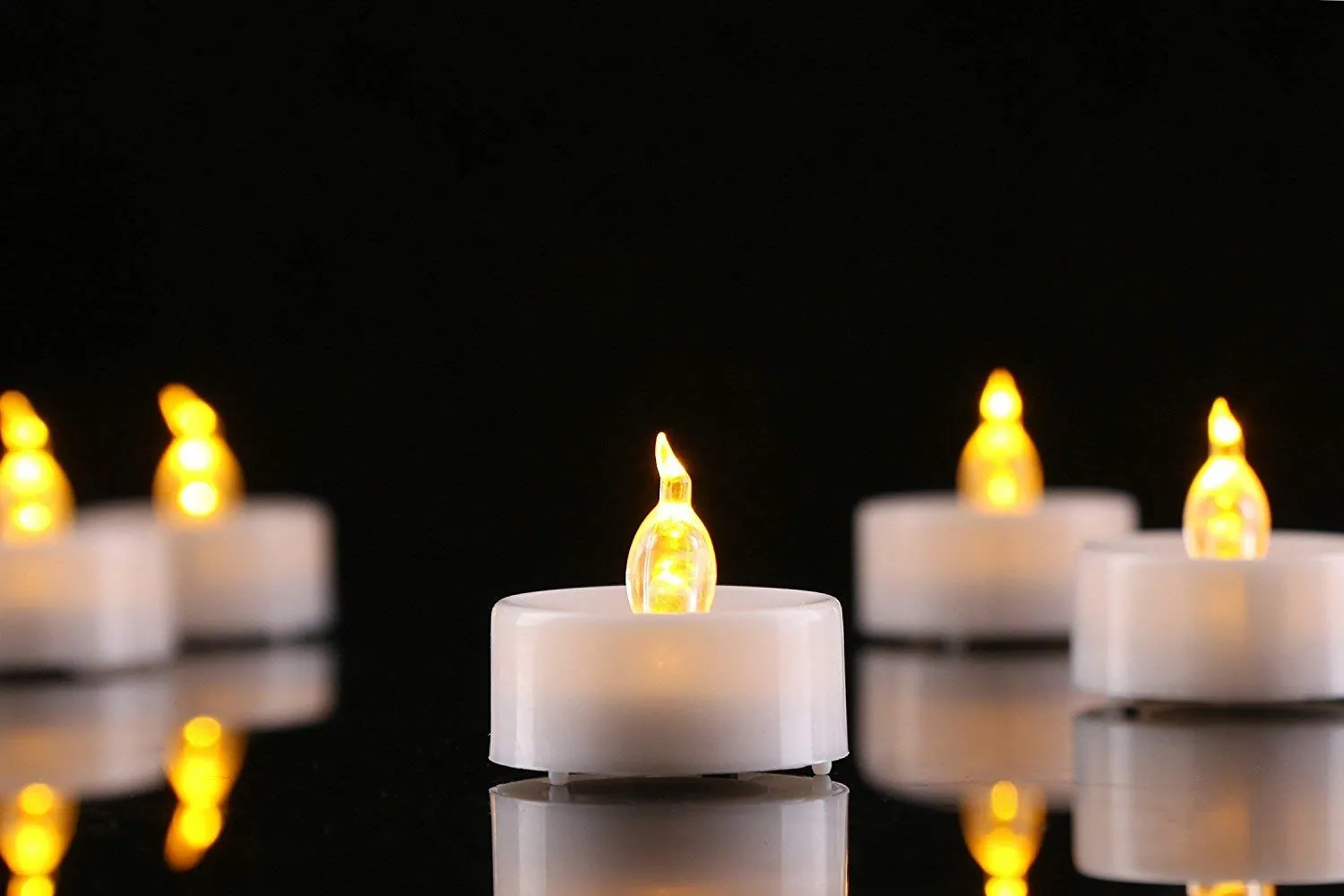 Purabelle LED Flameless and Smokeless Battery Operated Tea Light Candle for Indoor Outdoor Decoration, Multicolour -Pack of 24