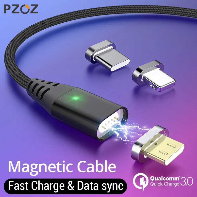 PZOZ Magnetic Cable Micro usb Type C Fast Charging Adapter Phone Microusb Type-C Magnet Charger usb c For iphone Samsung xiaomi