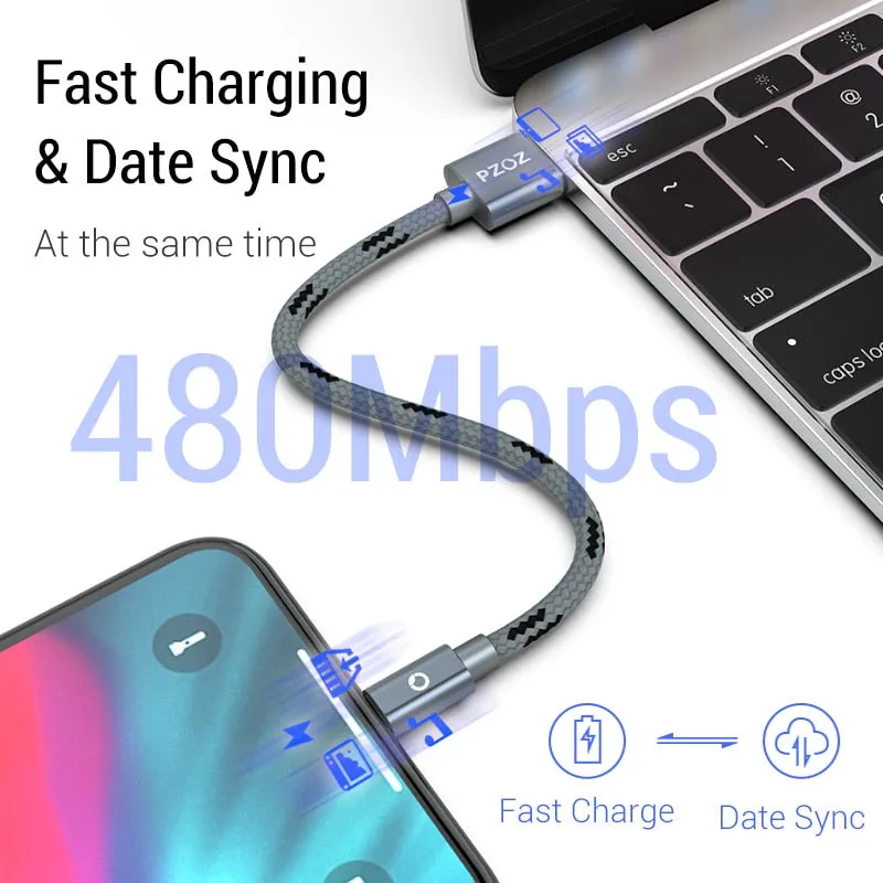 PZOZ usb cable for iphone cable Xs max Xr X 8 7 6 plus 6s 5 s plus ipad mini fast charging cables mobile phone charger cord data