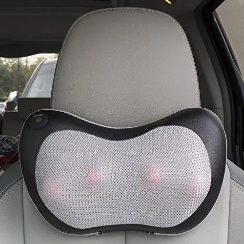 Quad-Point Shiatsu Deep-Kneading Massage Pillow w/Switchable Heat